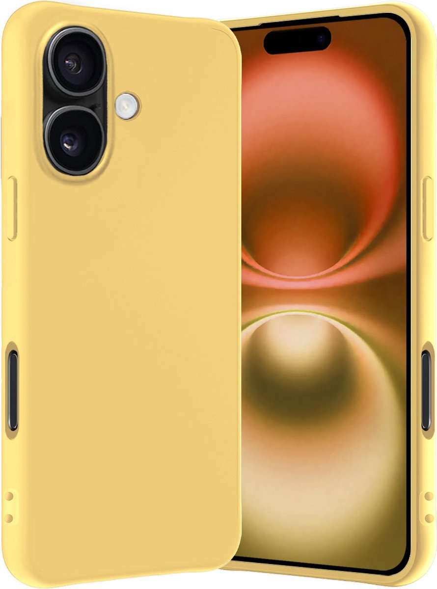 Hoes - Geschikt voor Apple iPhone 16 - Sterk & Shockproof - Hoesje Cover - Siliconen Case - Geel