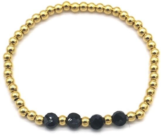Bracelets de perles - perles - bracelet - élastique - bijoux - accessoire - doré - noir - hanche - tendance - intemporel - cadeau - cadeau - fête - vacances - anniversaire - dames - femmes - unisexe - hommes
