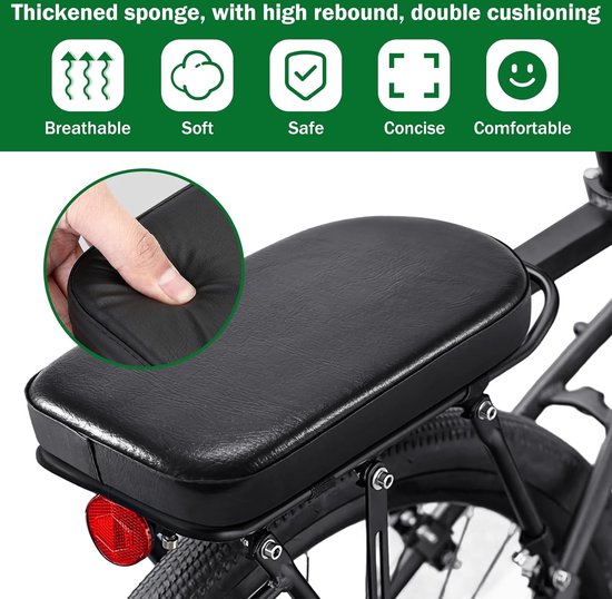 Fietsstoeltje Achterzitje - Met Voetsteuntjes - Fietszitje Achter - Bagagedrager Kussen - Fietsstoeltje Set - Achterzitje Fiets - Fietskussen Bagagedrager - Universeel - Zilver - Elektrische Fiets/ Fietsen/Elektrische Scooter - Verdikt - Zacht van Veloér. — afbeelding 3