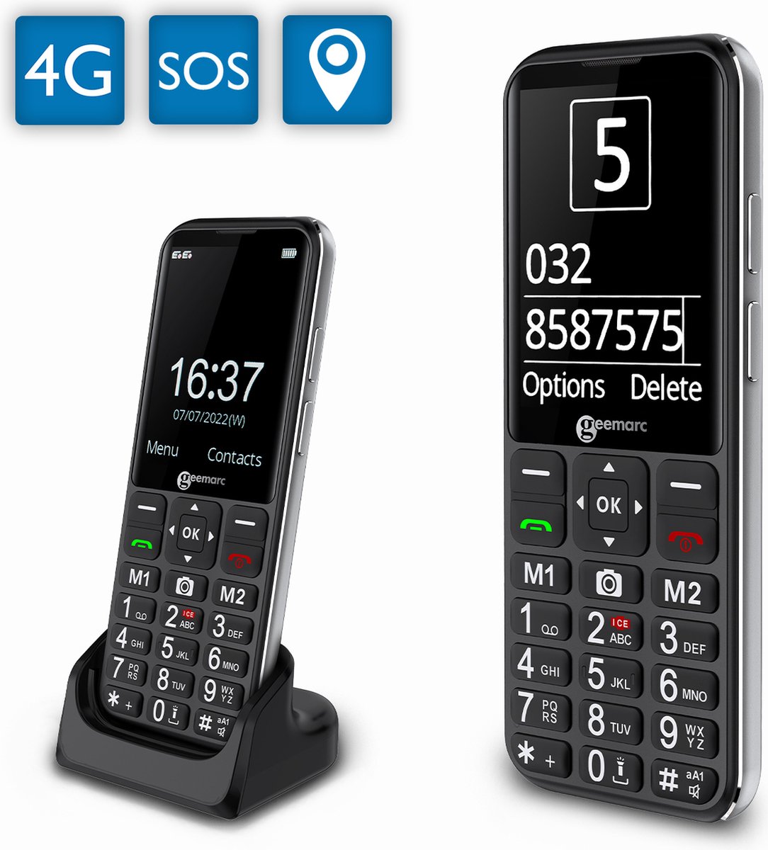 Geemarc CL8600 4G GSM mobiele telefoon - zeer geschikt voor SLECHTHORENDEN en SLECHTZIENDEN - 40 dB versterking