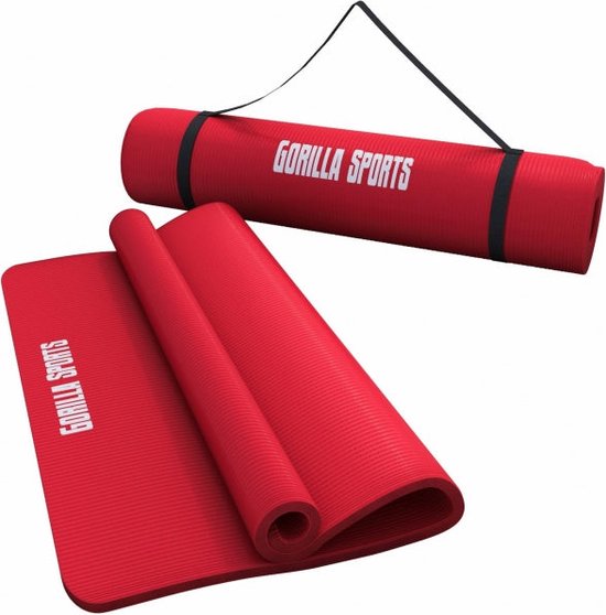 Gorilla Sports Yogamat Deluxe (190 x 100 x 1,5 cm) - Yoga Mat - rood