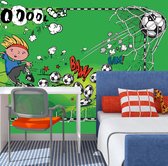 Fotobehangkoning - Behang - Vliesbehang - Fotobehang Doelpunt - Voetbal - 200 x 140 cm