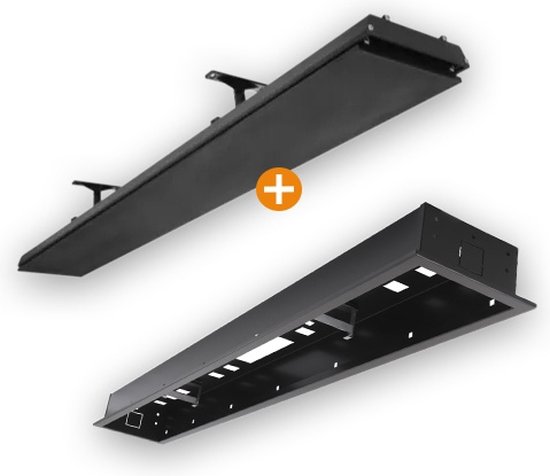 Heatstrip Design 2400 Watt met Inbouwframe - Elektrisch - Infrarood - Geen rode gloed - Terrasverwarmer "All Black" edition