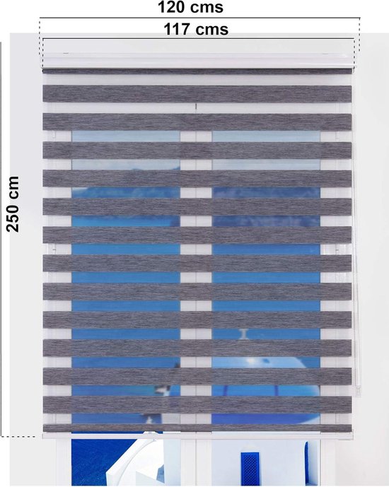 Estoralis VARYS Double Roller Blind with Decorative Cassette, Drilling Duo Roller Blind with Vision and Sun Protection for Windows and Doors, 120 x 250 cm, Brown