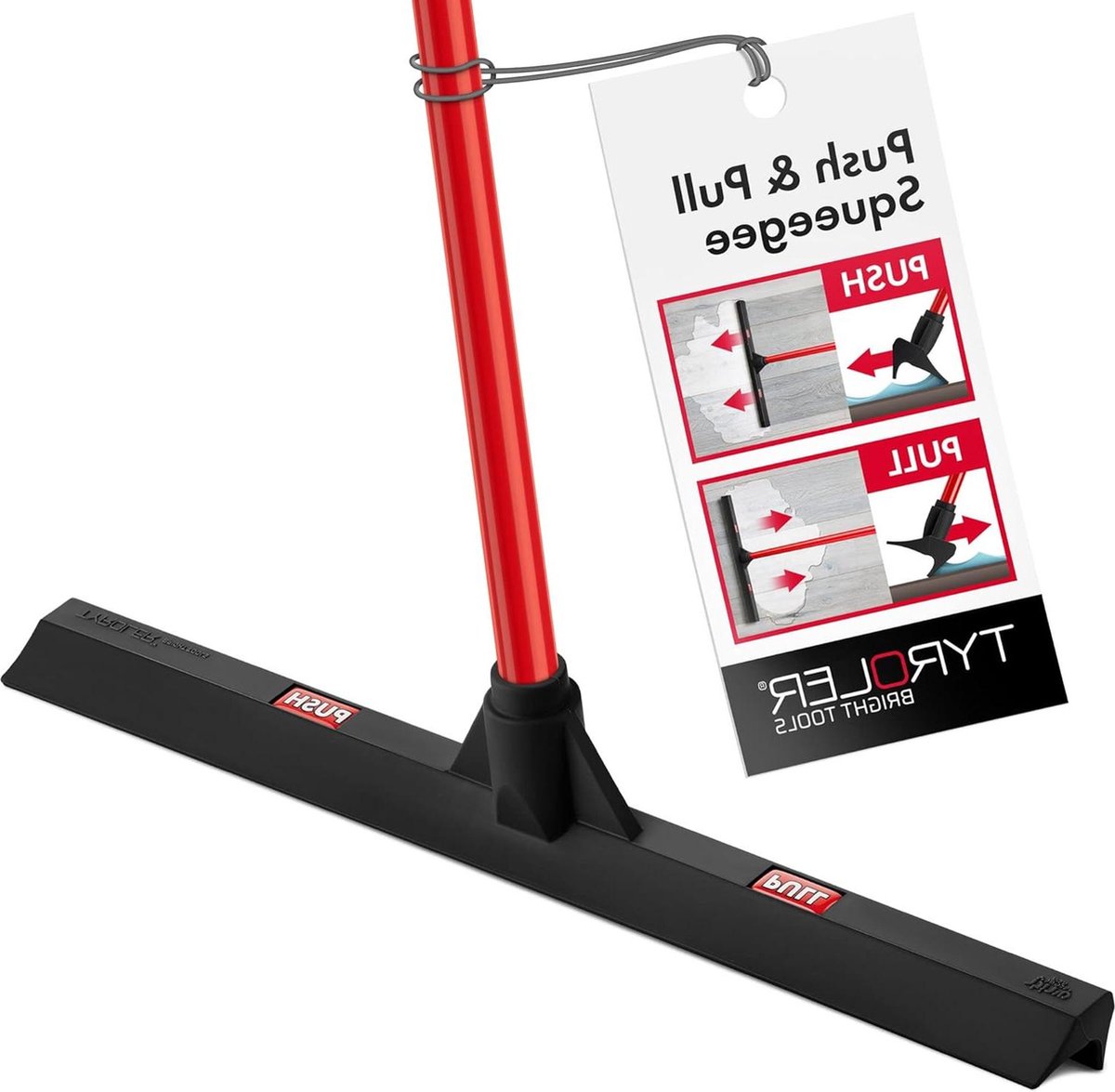Push & Pull Natte Kamer Vloerwisser Heavy Duty 44 cm kop 100% rubber 140 cm aluminium steel 4-delige lange steel Zuigmond Rakel Hardhout Marmer Tegels Garage Binnen en Buiten