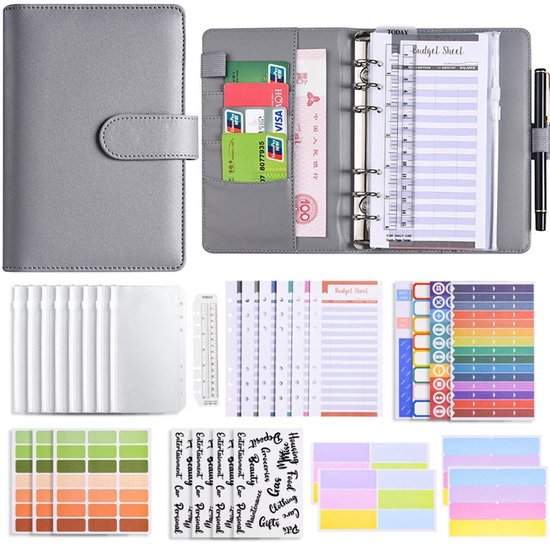 Foto: Ophy budgetplanner a6 binder budget boek voor financi le planner spaar portemonnee kasboek set budget planner map sparen leren omgaan met geld financi le vrijheid geldpotjes maken financi le planner spaarmap