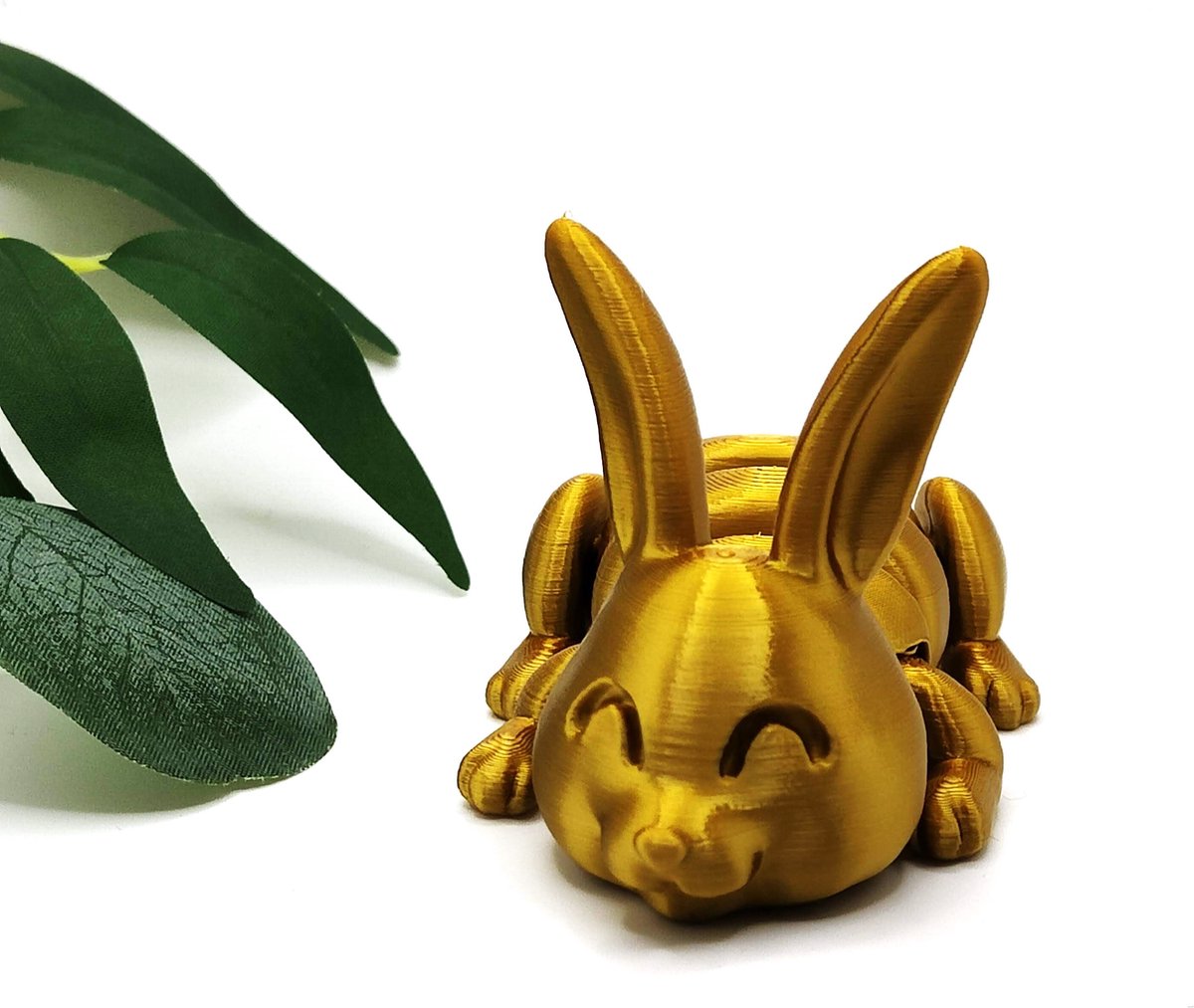 3D-geprint konijn , articulerend flexibel dier zintuiglijk-bureaudier - Goud