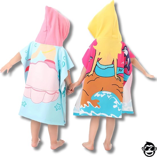 BoefieBoef Kinder Badponcho - Baby Badcape - Microfiber Kleuter Badjas Met Capuchon - Kerst Cadeau - Peuter Strandponcho Voor Kinderen tot 6 jaar - 60x90cm - Roze Dolfijn Zeemeermin - meisje - Peuter - Zomer - Strandlaken - Surfponcho - Dreumes van Merkloos — afbeelding 5