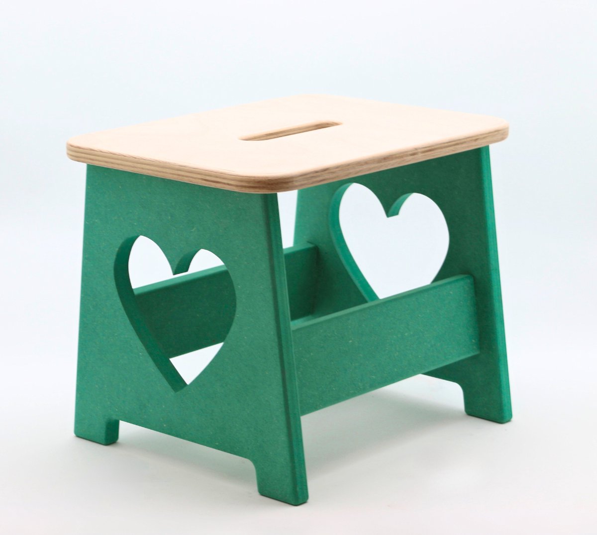 Houten kruk voor kinderen - Kinderkruk - Opstapje - Groen - 37x28x30cm - Hartje