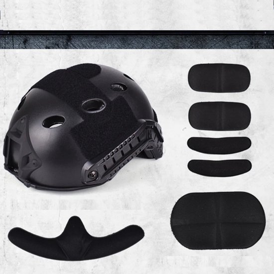 JJZHY Airsoft Fast Helm Set - Compleet Met Tactische Headset En Hoes, Zwart, Verstelbaar (56-61 Cm)