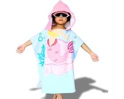 BoefieBoef Kinder Badponcho - Baby Badcape - Microfiber Kleuter Omslagdoek Met Capuchon - Kerst Cadeau - Peuter Strandponcho Voor Kinderen tot 6 jaar - 60x90cm - Roze Zeemeermin - Dreumes - jongens - meisje - Peuter - Zomer - Strandlaken - Surfponcho