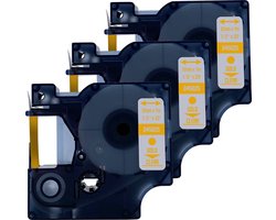 DULA Dymo D1 45025 Compatible label tape - 3 lettertapes - Goud op transparant - 12mm x 7m