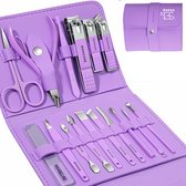 16-delige Pedicure en Manicure Set - Nagelknipper - Pedicureset - Nagelvijl - Glasvijl - Nageltang - Ingegroeide Teennagel - Roze