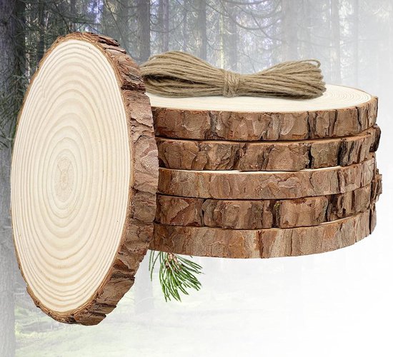 LIQWEI 12 stuks ronde houten schijven, 10 cm