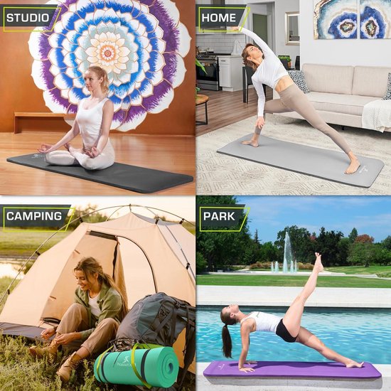 Dikke yoga- en pilatesmat - 13 mm of 25 mm - Extra lang - Comfortschuim - Draagriem - Zwart Yoga mat van Avento — afbeelding 4