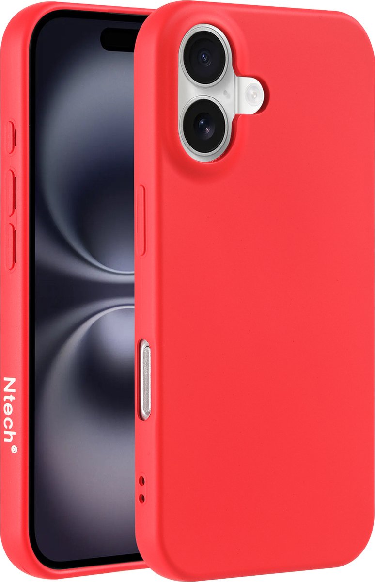 Hoesje Geschikt voor iPhone 16 Plus – Zacht siliconen liquid backcover – Rood