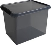 Bol.com Comfort Line opbergbox 52L transparant grijs - zwart aanbieding