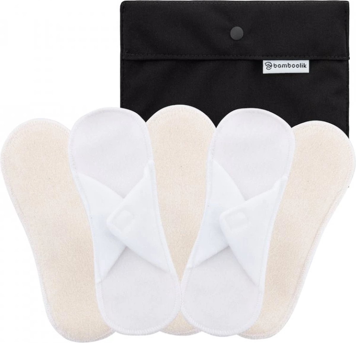 Goedkoopste Bamboolik wasbare inlegkruisjes biologisch katoen met klittenband - 5 stuks & wetbag - wasbare inlegkruisjes - klittenbandsluiting - badstof - wit