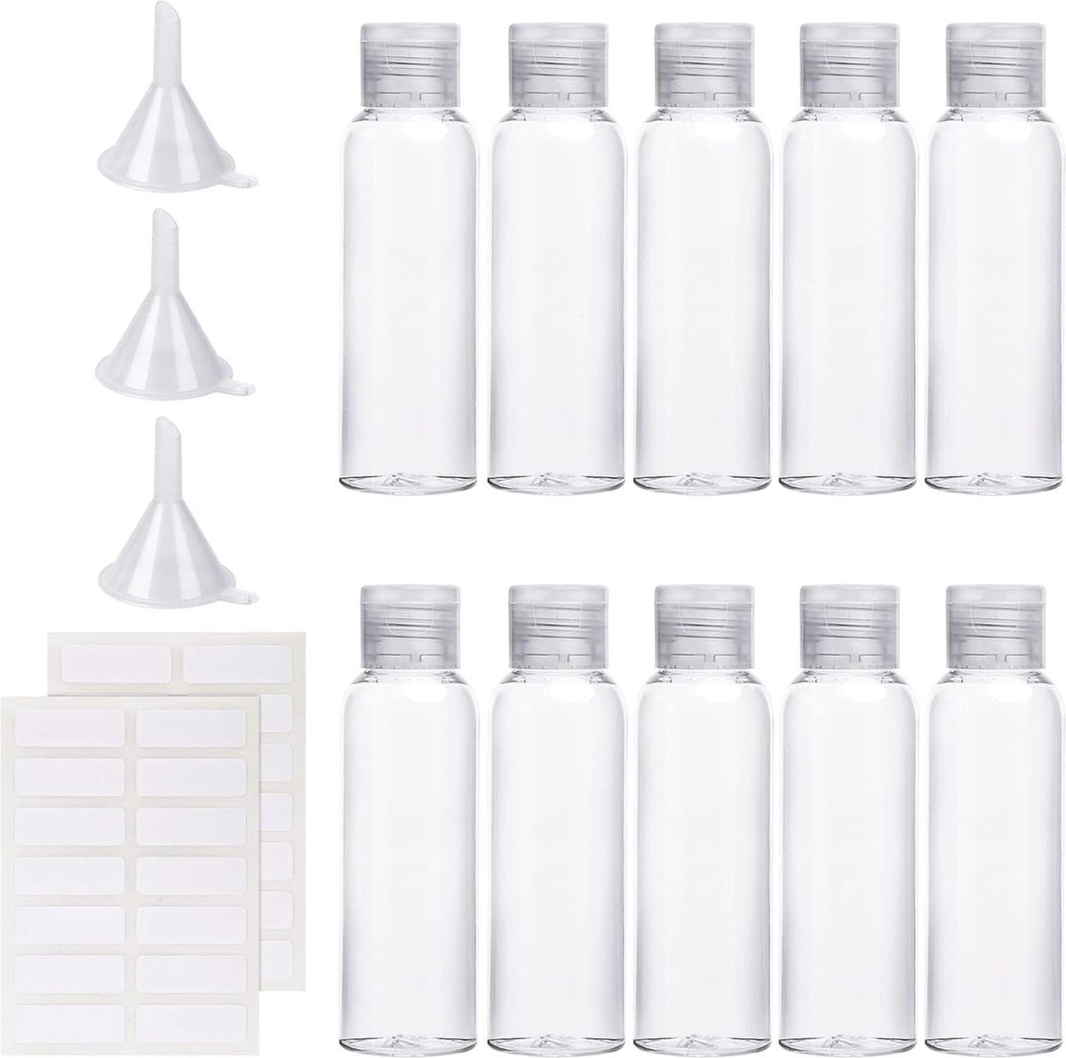 10 stuks lege reisflesjes 100Ml met flip-cap cosmetische flessen voor reizen inclusief trechterdruppelaar reisflesjes 100ml