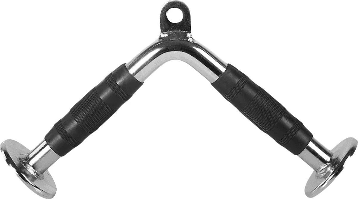 Ultra-Duurzame V-Bar Kabelaccessoire - Tricep Pushdown, Hammer Curls, Face Pulls - Ergonomische Fitness Handgreep voor Thuis- en Commerciële Gym - Stalen Constructie met Chrome Afwerking