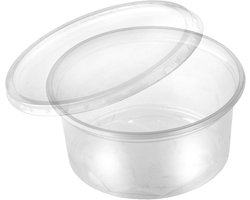 50 stuks plastic transparante kleine bakjes met losse deksels voor saus, dips, salades en non-food. Voor restaurants, afhaalmaaltijden, catering, kunstwerken, enz. (80CC))