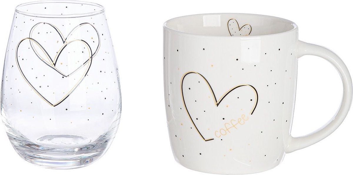 Gilde Handwerk - Koffiemok en glas - Koffiekop en drinkglas - Keramiek en Glas