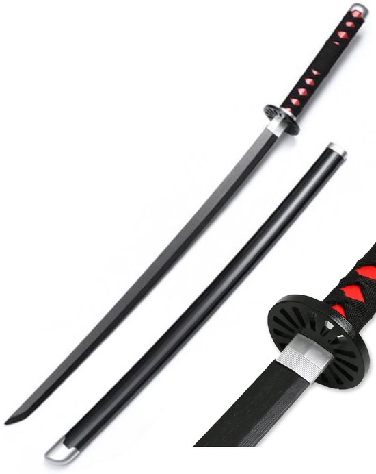 Foto: Demon slayer katana 104cm katana zwaard incl standaard samurai ninja anime zwaard hout zwaard houder katana houder zenitsu tanjiro kamado nichirin sword box set manga