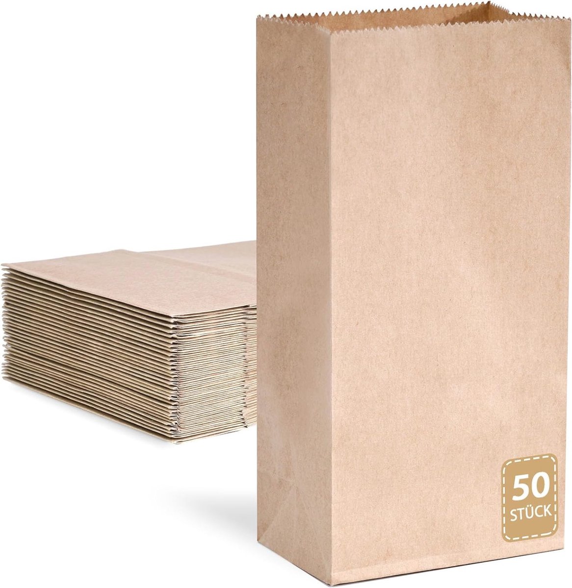 Papieren Zakjes 50 Stuks - Bruin Kraftpapier - 9x18x5.5 cm - Ideaal voor Cadeaus, Snoep, Bruiloft en Feest