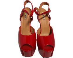 JUMEX-EROTISCHE PUPM -RED LAKLEER- HAK 16 CM-ZOOL 6CM-SIZE39
