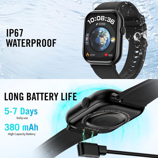 Iaret Smartwatch Damen mit Telefonfunktion, 1.85 Touchscreen Fitnessuhr, Wasserdicht Smart Watch Damenuhr mit Schrittzähler Pulsmesser Schlafmonitor, Sportuhr für Android iOS