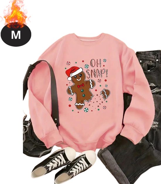 Bovista Kersttrui - Dames - Foute Kersttrui - Christmas Sweater - Cartoonprint - Kerst Sweater - Christmas Jumper - Pyjama - Roze - M
