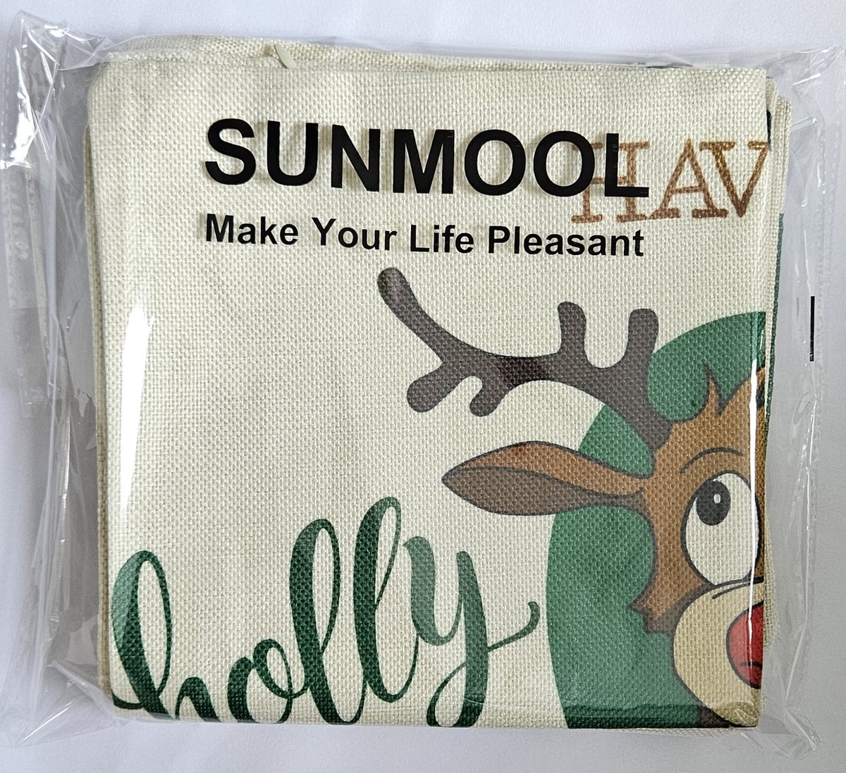 SUNMOOL Kerst Kussenhoes - Kussenhoes - Pillow cover - 45 x 45cm - Groen - 4Stuks – foto 2