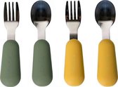Couverts pour enfants Sproudsy - Bébé - 2 Cuillères et Fourchettes Bébé - Couverts Bébé - Sans BPA - Acier Inoxydable - Mango Verte