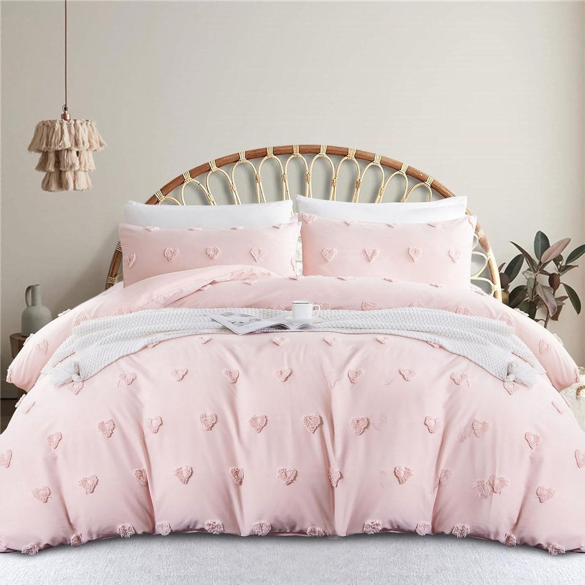 Goodivery ® Stijlvolle Boho Bedlinnen Set met Handgemaakte Borduursels en Vintage Tufted Ontwerp