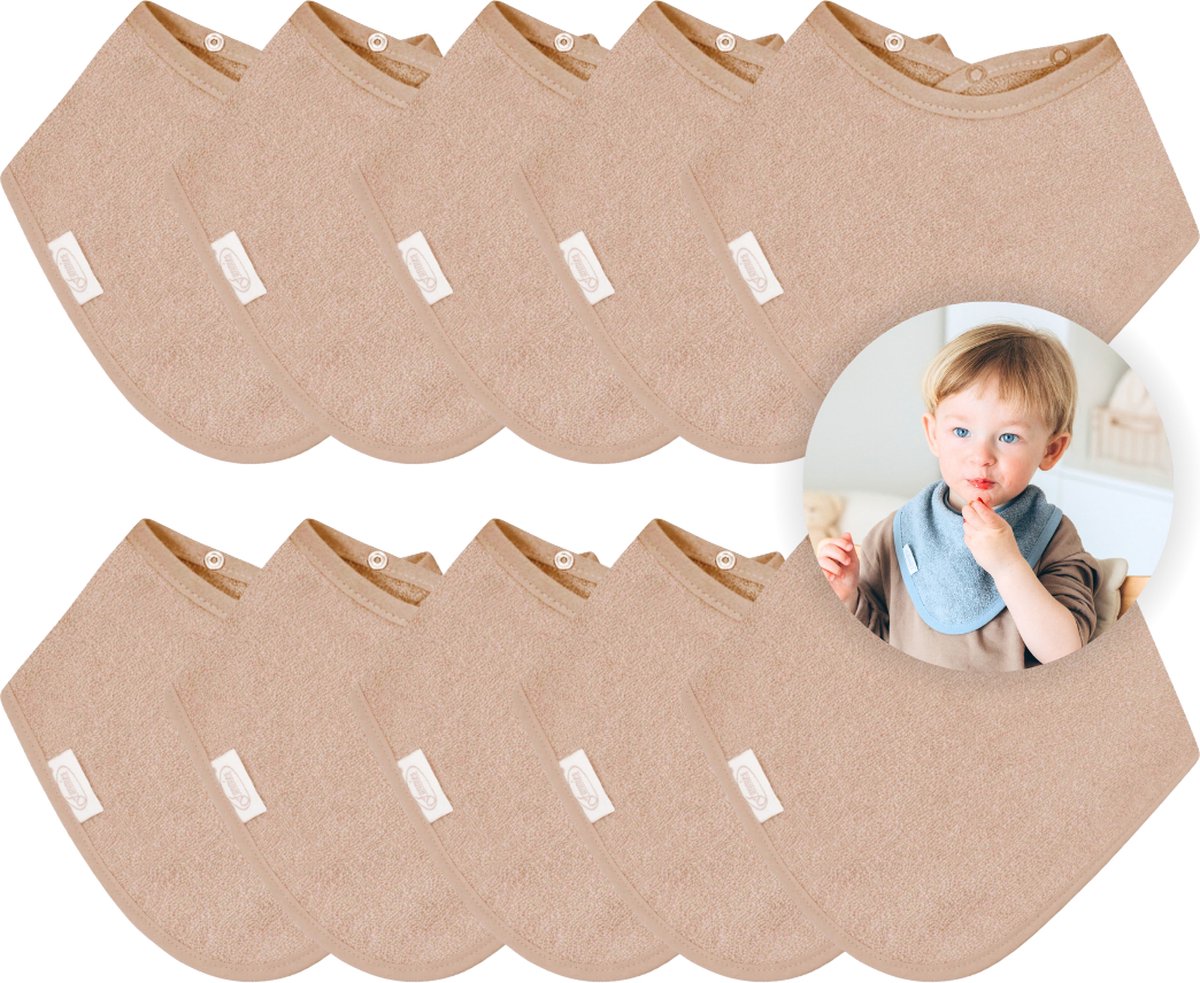 Goedkoopste Funnies Bandana Slabbetjes 10 Stuks Pinkstone - Set van 10 Zachte Slabbetjes - Kwijldoekjes - Spuugdoekjes - Gemaakt van 100 Katoenen Badstof - Absorberend, Zacht en Makkelijk Wasbaar - Ideaal voor Baby’s bij Voeden, Kwijlen en Spugen