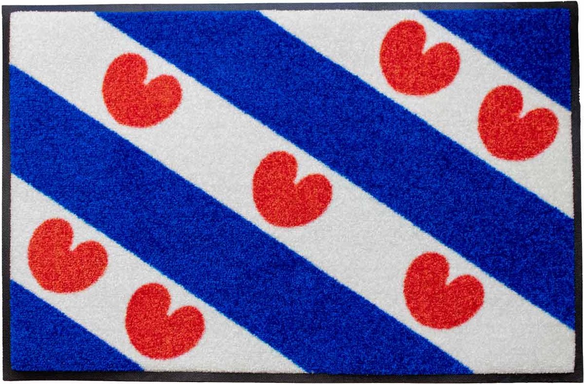 Deurmat Friesland 50cm x75cm - Antislip - Geschikt voor wasmachine - Kleurecht - Geen schadelijke weekmakers - Gemaakt in Europa - Friese vlag