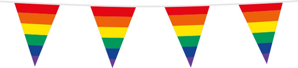 6x Vlaggenlijn Regenboog 10 meter - Vlaggenlijn Vlag Vlaglijn Festival Feest Party Feest Thema
