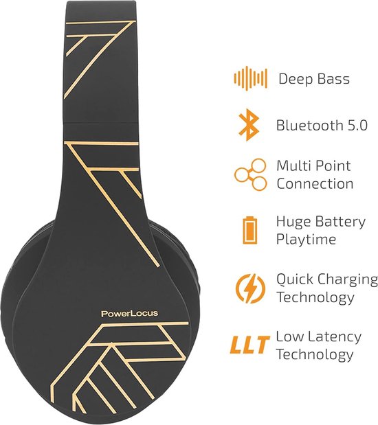 Draadloze Bluetooth-hoofdtelefoon over-ear met microfoon, HD-stereo, opvouwbaar en met FM-radio van Merkloos — afbeelding 2