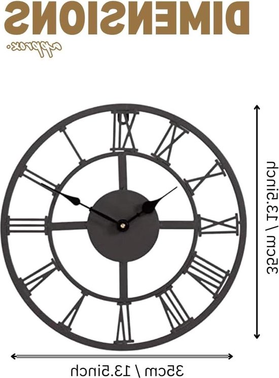 15.7 Inch Grote Holle Ijzeren Wandklok Industriële... - Vicedeal