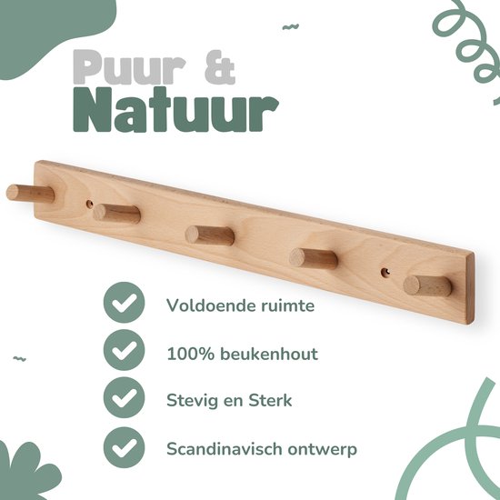 Shuqio Crèmekleurige kapstok zonder boren, 35,5 cm, wandkapstok met