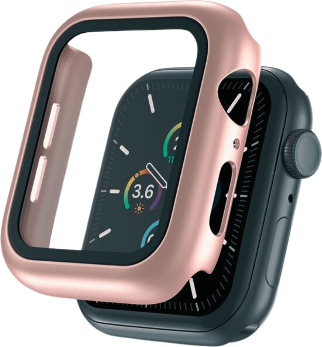 EP Goods - Full Cover/Hoesje - Screen Protector - Geschikt voor Apple Watch Series 7, 8 en 9 41mm - Hardcase - Protection - Rosegoud
