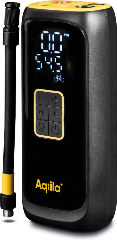 Gonfleur de pneu électrique Aqiila Airbird C4, compresseur portable, 10,3 bar – 150 psi, 20-22 L/M, Powerbank 4 000 mAh, 20 W, 1x USB-C, 1x USB-A, compresseur d'air Vélo/Voiture/Moto/Ball/Airbed