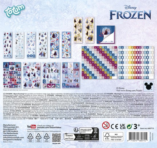 Totum Frozen 2 Sticker boîte 12 rouleaux
