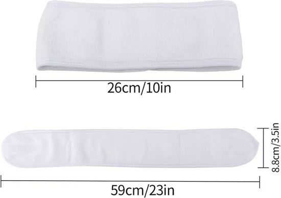 Verstelbaar Badstof Hoofdband - Headband - hairband - Hairband - Make Up Stretch Handdoek Met Tap - Make-Up Accessoires - 2 STUKS - Wit