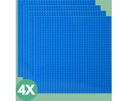 Enluxe Bouwplaat Blauw Set 4 Stuks - 32x32 Noppen l Geschikt voor LEGO Bouwstenen | Stapelbare Grondplaat voor Creatieve Bouwprojecten l 25,5 cm x 25,5 cm