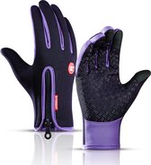 BukkitBow - Gants avec doigt tactile - Gants d'hiver - Gants de cyclisme avec pointe tactile - Gants pour écran tactile adaptés au vélo et au scooter - Idéal pour la Marche - Coupe-vent et doublure polaire - Violet - XL