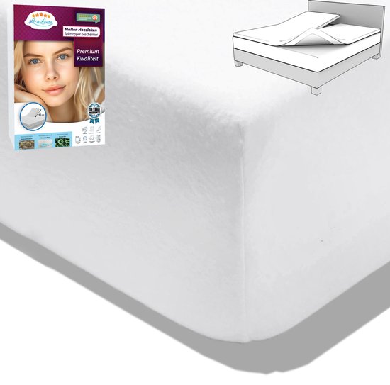 Splittopper Molton Hoeslaken - 180x200 - Hoogwaardige Splittopperbescherming & Comfort | LitaLente - Rondom Elastiek - SplitTopper Beschermer Molton/SplitTopper beschermer - Molton 80% katoen - hoekhoogte van 30 cm - perfecte pasvorm