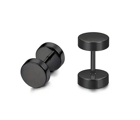 Zwarte oorbellen – 6mm - ronde oorbellen – cirkel studs –zweerknopjes -zwart chirurgisch staal 6mm – rvs – stainless steel – Rivers-sieraden - minimalistische oorbellen – mannen oorbellen – vrouwen oorbellen - unisex - oorknopjes - cirkel oorbellen