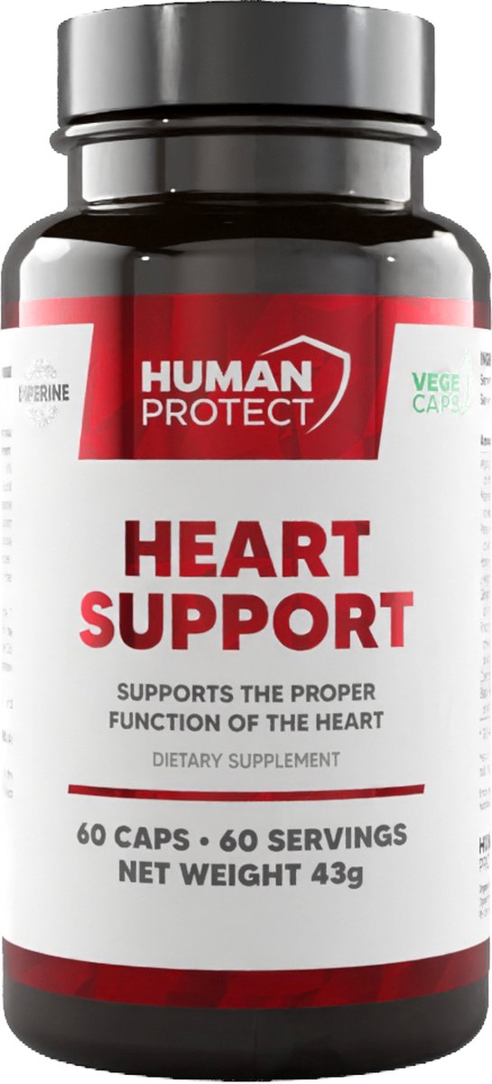 Human Protect - Heart Support - 60 caps - 60 doseringen - arjuna - magnesium citrate - panax notoginseng - l-arginine - ginger root - rhodiola rosea - q10