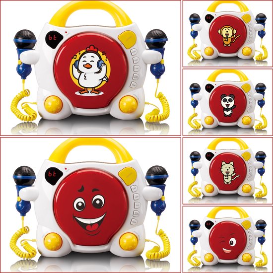 Lenco Karaokeset voor Kinderen – Draagbare CD-speler met Microfoons – Stickerblad om zelf te versieren — afbeelding 3